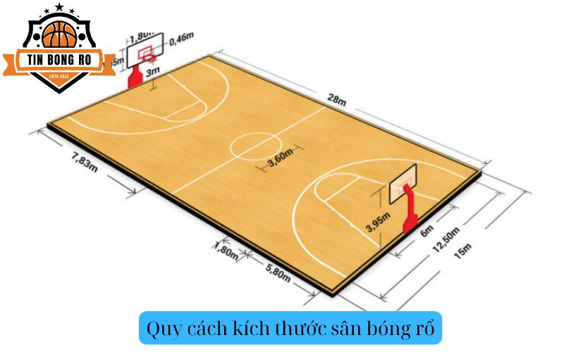 Quy cách kích thước sân bóng rổ