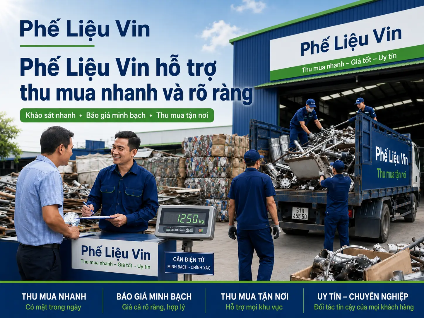Phế Liệu Vin cung cấp dịch vụ thu mua phế liệu tận nơi